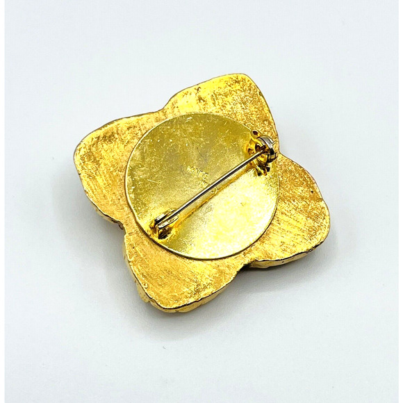 Vintage Gold Tone Statement Brooch Jewel Tones Green Blue Red Made in Italy - Picture 4 of 6